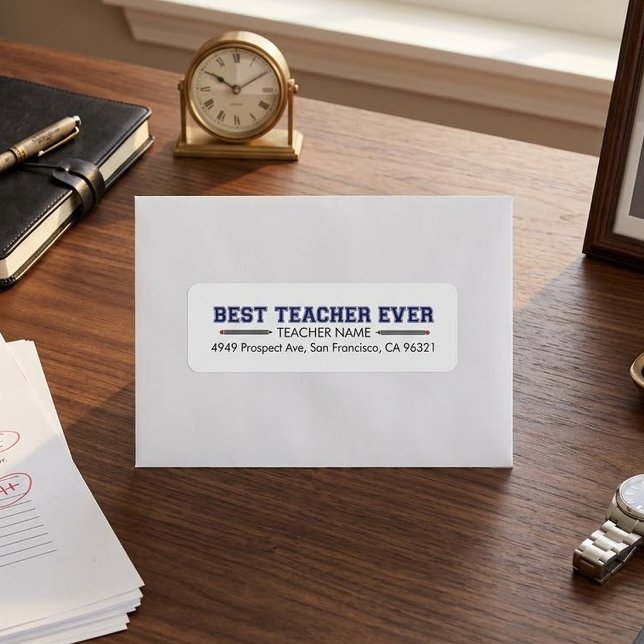 Personalised Best Teacher Ever Return Address Label (Creator Uploaded)