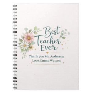 Personalised Best Teacher Ever Thank You Notebook
