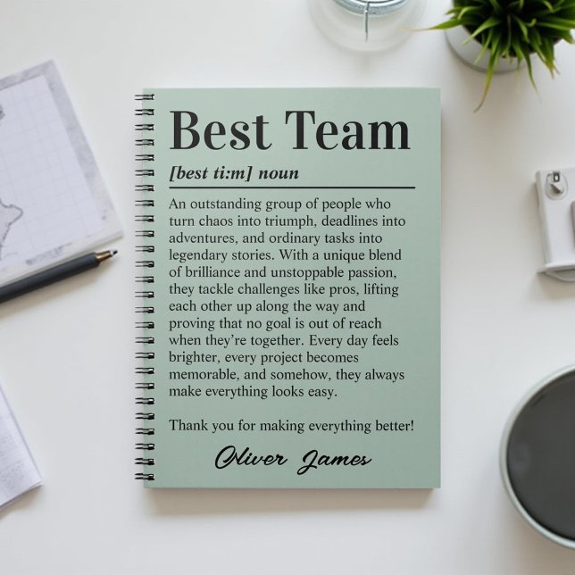 Personalised Best Team Definition Appreciation Notebook (Creator Uploaded)