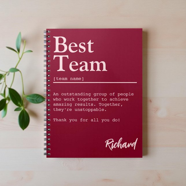 Personalised Best Team Definition Burgundy Office Notebook (Creator Uploaded)