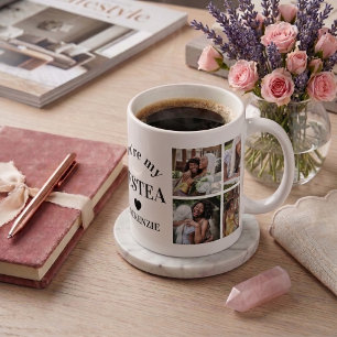 Personalised Bestea (bestie + tea) text 8 photos Coffee Mug