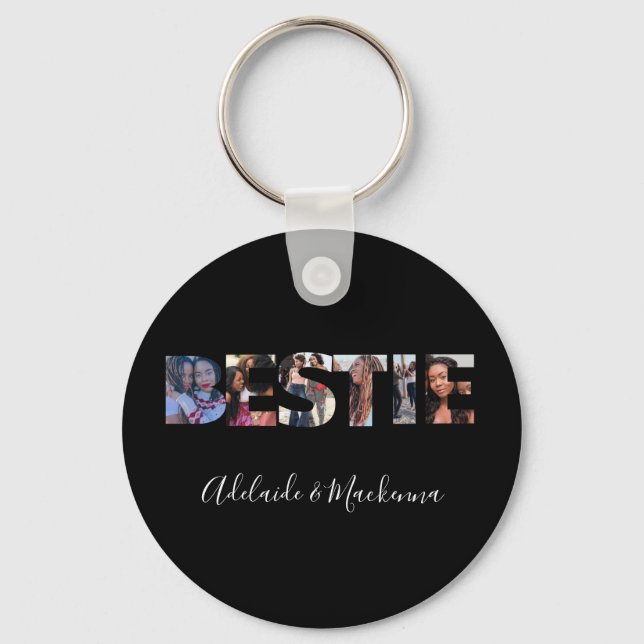 Personalised Bestie BFF Best Friends Photo Collage Key Ring (Front)