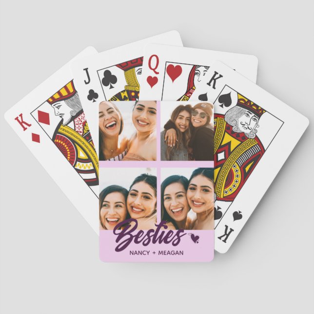 Personalised Bestie Forever Photo Collage  Playing Cards (Back)