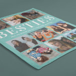 Personalised Bestie Gift | Best Friend Fleece Blanket<br><div class="desc">Personalised friendship fleecy blanket featuring a stylish teal background that can be changed to any colour,  9 photos of you and your bestie,  and a cute best friend quote.</div>