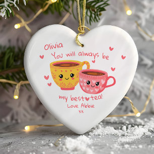 Personalised Bestie Hearts Gift Ceramic Ornament