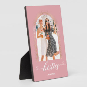 Personalised BESTIES BFF Gifts Pink Gold Cute Plaque