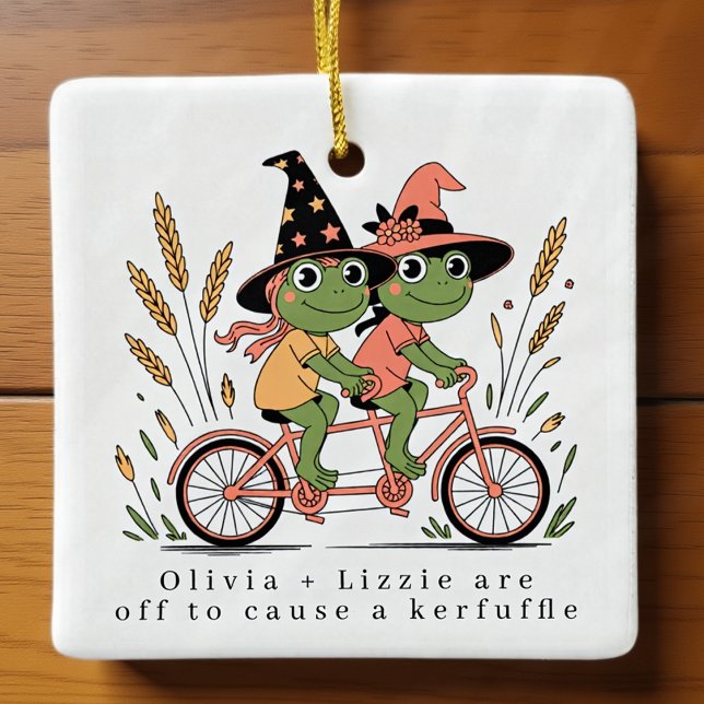 Personalised Besties Frogs Kerfuffle Ceramic Ornament (Creator Uploaded)