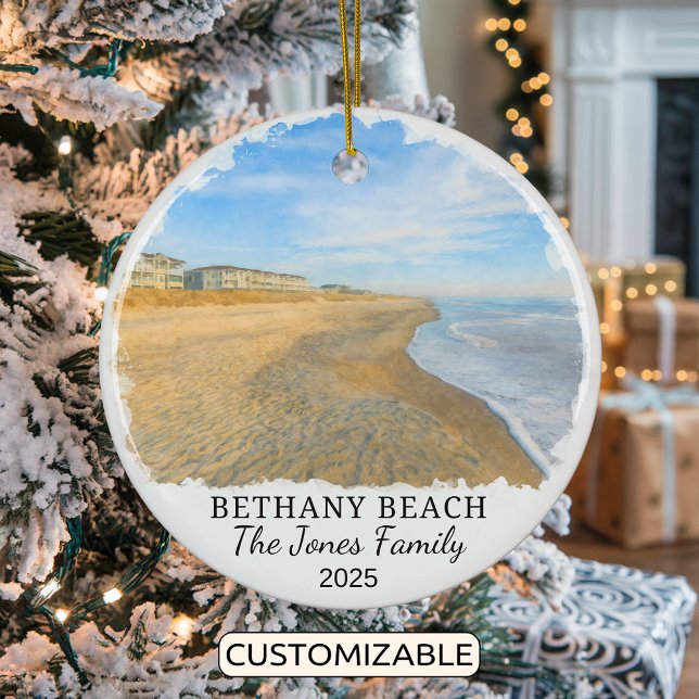 Personalised Bethany Beach Ornament, Delaware Ceramic Ornament (Creator Uploaded)