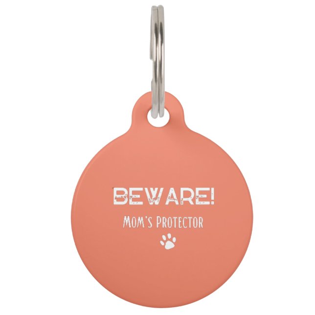 Personalised Beware Moms Protector Pet Tag (Front)