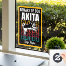 Personalised Beware of Dog Akita Warning