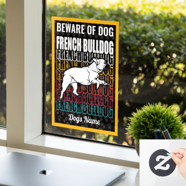 Personalised Beware of Dog French Bulldog Warning (Office)