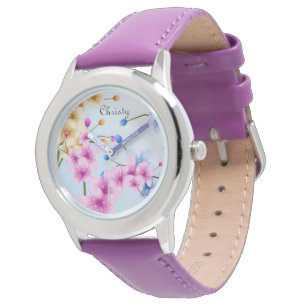 Personalised Bezel Stainless Steel Watch/Flowers Watch