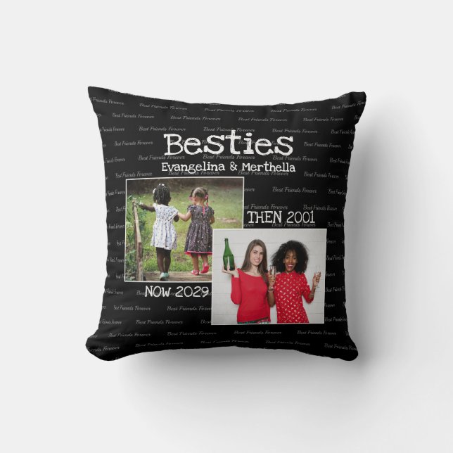 Personalised BFF 2 Photo Keepsake Best Friends Cushion (Front)