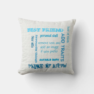 Personalised BFF best friends wordcloud chalkboard Cushion