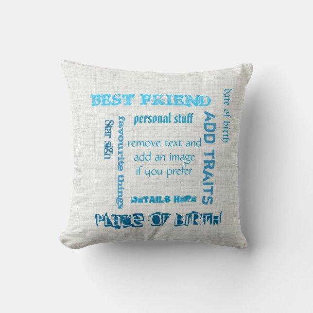 Personalised BFF best friends wordcloud chalkboard Cushion (Front)