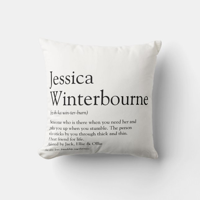 Personalised BFF Definition Black and White Cushion (Front)