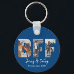 Personalised BFF Photo Best Friend Names Navy Blue Key Ring<br><div class="desc">Personalised BFF Photo Collage Best Friend Forever Besties Names Navy Blue Keychain</div>
