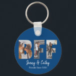 Personalised BFF Photo Best Friend Names Navy Blue Key Ring<br><div class="desc">Personalised BFF Photo Collage Best Friend Forever Besties Names Navy Blue Keychain</div>