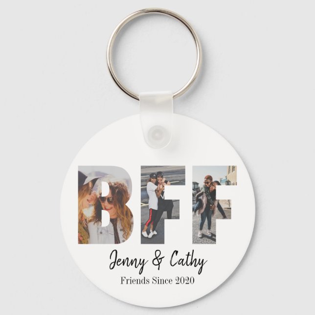 Personalised BFF Photo Collage Best Friend Forever Key Ring (Front)