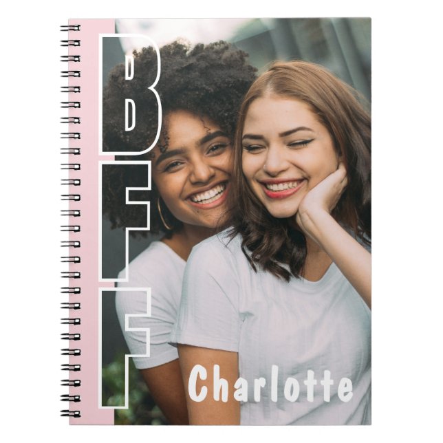 Personalised BFF Photo Illusion Pink Notebook (Front)