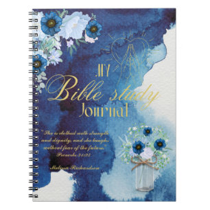 Personalised Bible Study Add Name and Faith Verse  Notebook