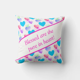 Personalised Bible Verse Hearts Elegant Fun Pink Cushion