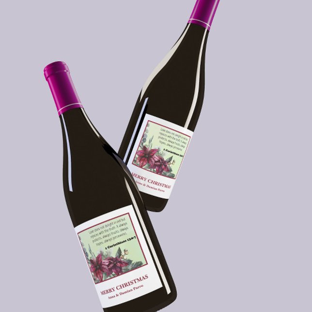 Personalised Bible Verse Merry Christmas  Wine Label (Creator Uploaded)