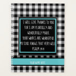 Personalised Bible Verse Monogram Buffalo Plaid Planner<br><div class="desc">Personalised Bible Verse the one above is 
I will give thanks to you
for I am fearfully and 
wonderfully made
Your works are wonderful
My soul knows that very well.
Psalm 39:14

You may change to your own</div>