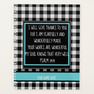 Personalised Bible Verse Monogram Buffalo Plaid Planner