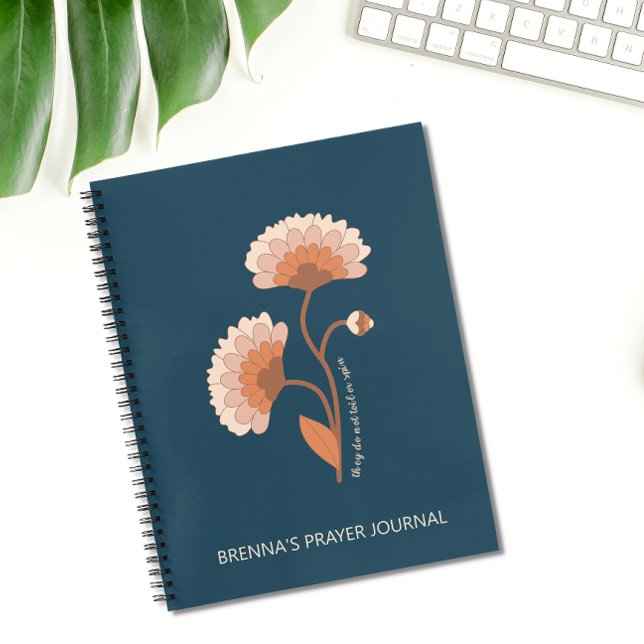 Personalised Bible Verse Retro Floral Christian Notebook (Creator Uploaded)