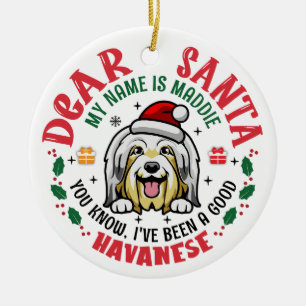 Personalised Bichon Havanese Dog Christmas Tree Ceramic Ornament