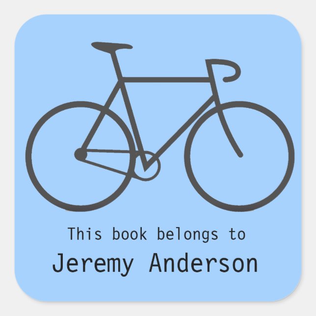 Personalised Bicycle Bookplate Sticker (Front)