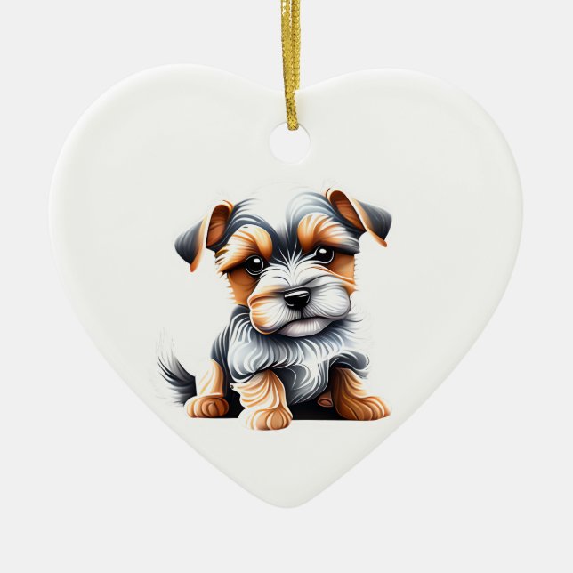 Personalised Biewer Terrier Puppy Ceramic Ornament (Front)