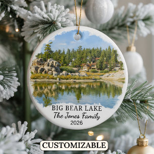 Personalised Big Bear Lake Ornament, California Ceramic Ornament