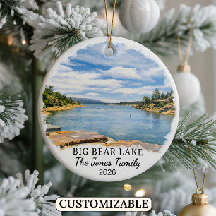 Personalised Big Bear Lake Ornament, California Ceramic Ornament