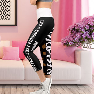 Personalised Big Cat Pattern Spot Print Animal Fun Capri Leggings