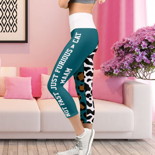 Personalised Big Cat Pattern Spot Print Animal Fun Capri Leggings