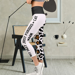 Personalised Big Cat Pattern Spot Print Animal Fun Capri Leggings