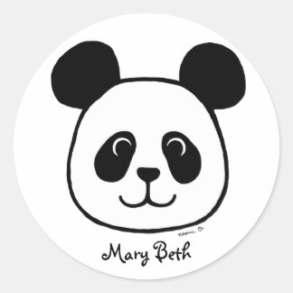 Personalised Big Face Panda Cartoon Classic Round Sticker
