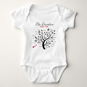 Personalised Big Family Tree (20 names) Baby Bodysuit