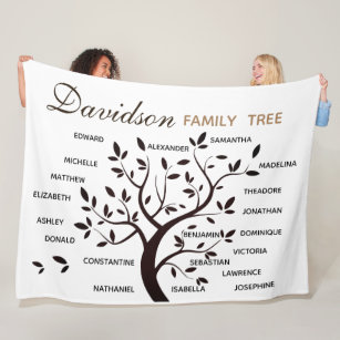 Personalised Big Family Tree (20 names) Fleece Blanket