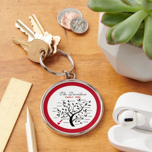 Personalised Big Family Tree (20 names) Key Ring (Desk)