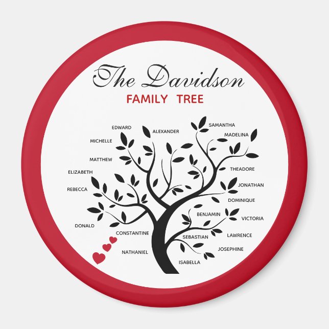 Personalised Big Family Tree (20 names) Magnet (Front)