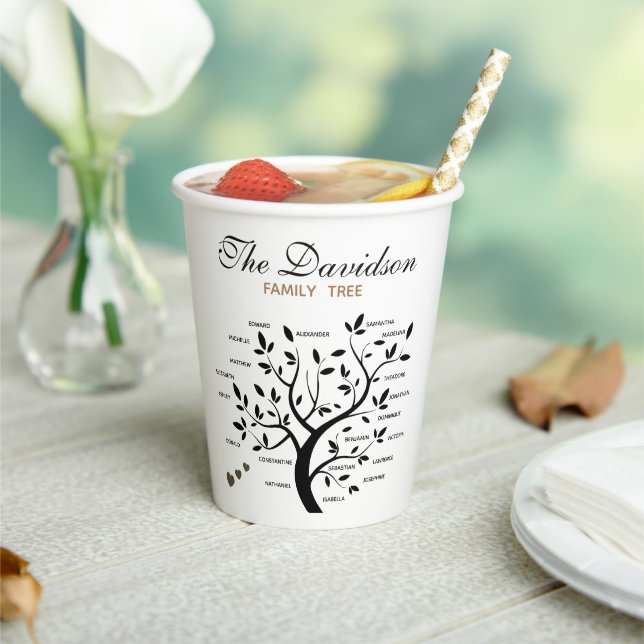 Personalised Big Family Tree (20 names) Paper Cups (Insitu)