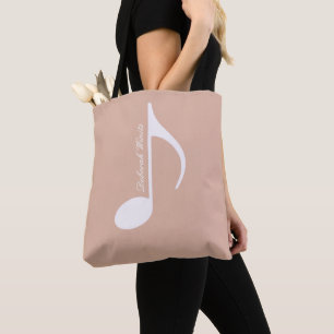 Personalised Big Musical Note on Dusty Rose Tote Bag