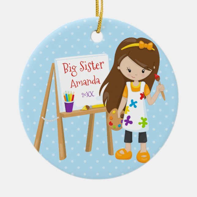 Personalised Big Sister Artist Christmas Ornament (Front)