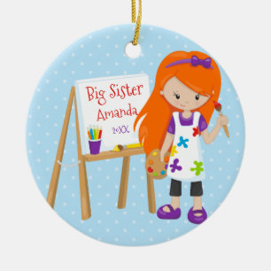 Personalised Big Sister Artist Christmas Ornament