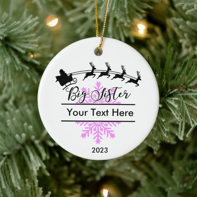 Personalised Big Sister Christmas Keepsake Ceramic Ornament (Tree)