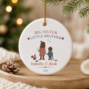 personalised Big sister little brother christmas Ceramic Ornament