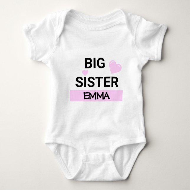 Personalised Big Sister Love  Baby Bodysuit (Front)